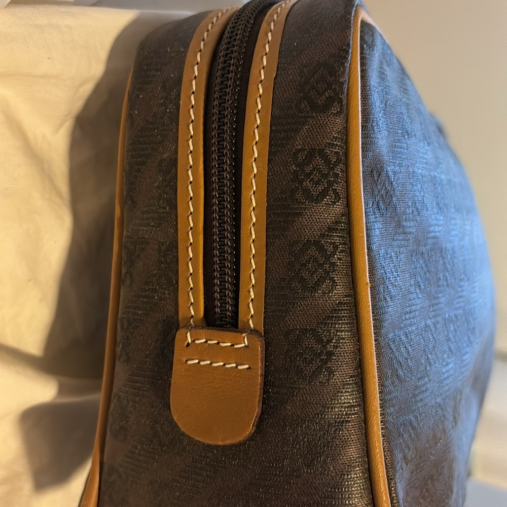 LOEWE CANVAS & LEATHER TRIM TAN BROWN LOGO CLUTCH MAKEUP BAG - Picture 5 of 9